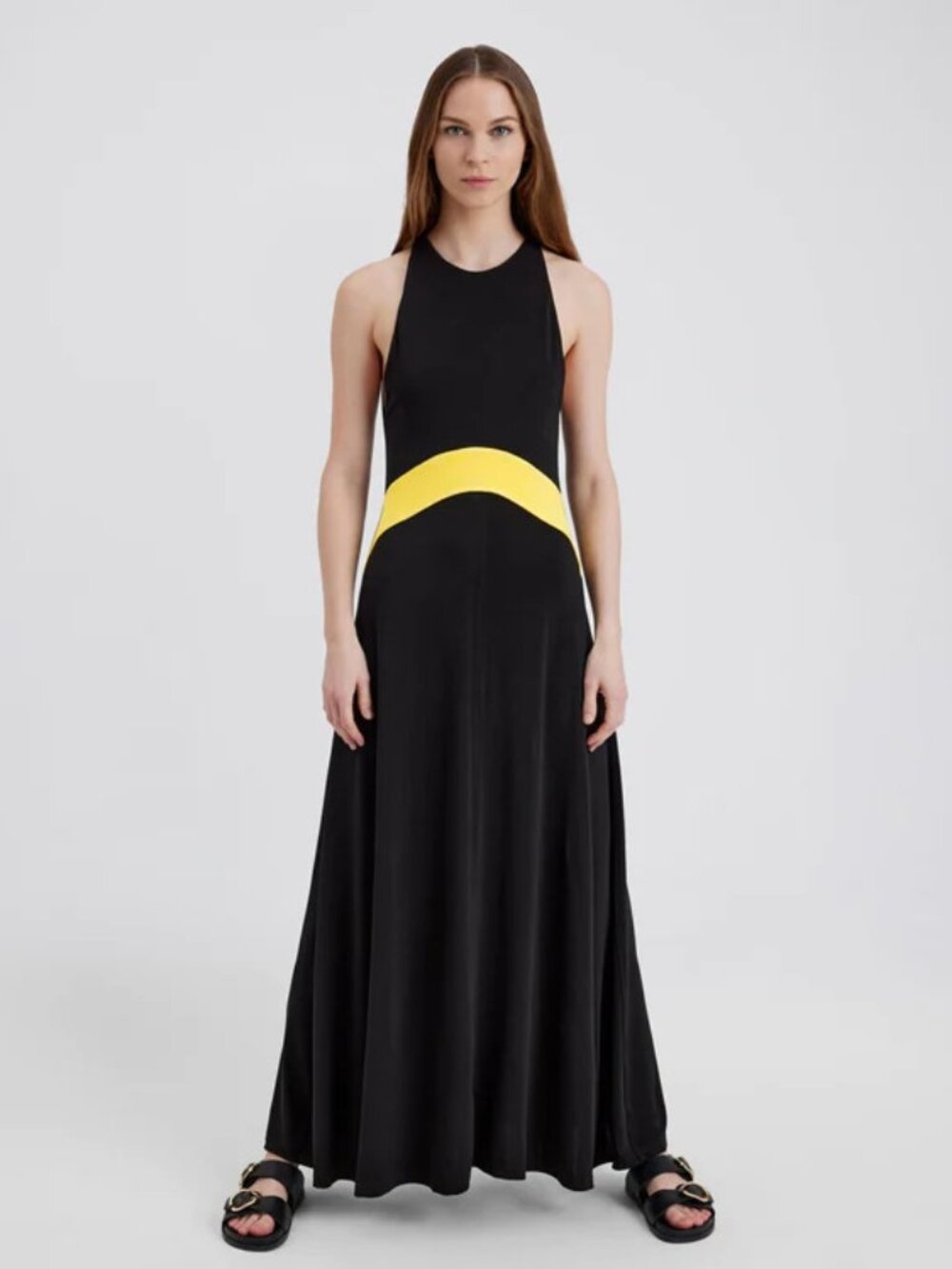 NWT Solid & Striped Black Yellow Jonati Maxi Dress S